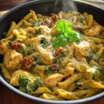 Cremige Pasta-Pfanne mit Hähnchen und Pestosauce