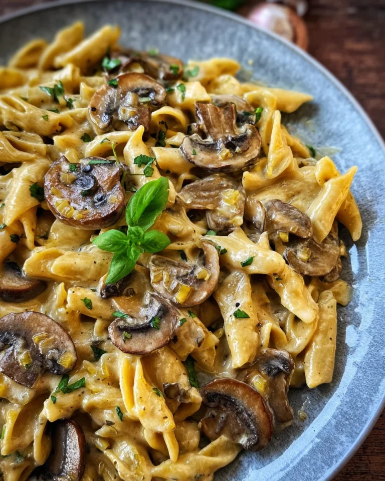 Cremige Pasta in Champignonrahmsauce (vegetarisches Rezept)