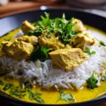 Cremiges Hähnchen-Curry mit Kokosmilch und Reis