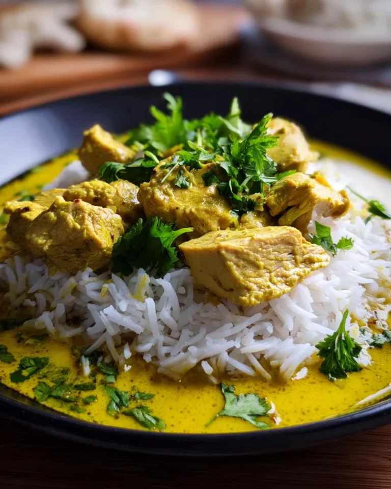 Cremiges Hähnchen-Curry mit Kokosmilch und Reis