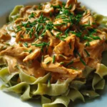 Cremiges Hähnchenragout mit Bandnudeln