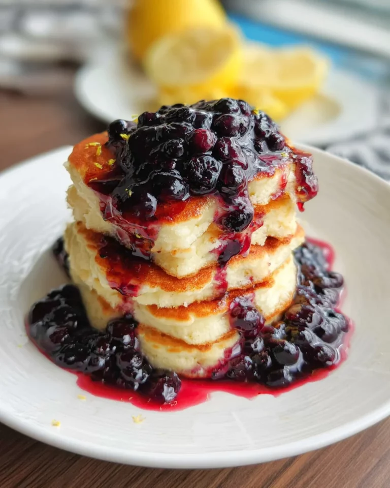 Fluffige Pancakes mit Blaubeer Sauce