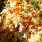 Gebackener Reis mit Schinken und Käse