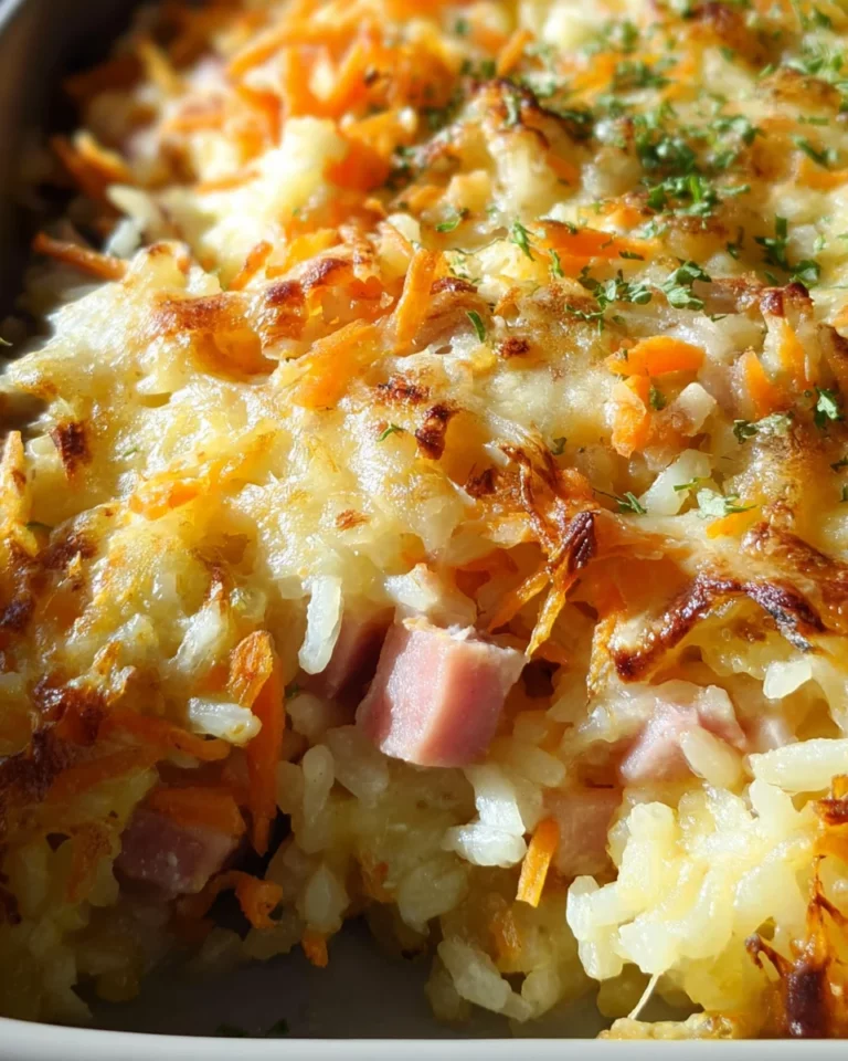 Gebackener Reis mit Schinken und Käse