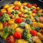 Gnocchi Pfanne mit Brokkoli und Tomaten in Pestorahm