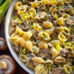 Käse-Lauch Pasta mit Hackfleisch