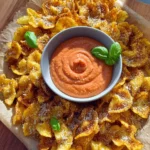 Knusprige Pasta Chips mit cremigem Dip