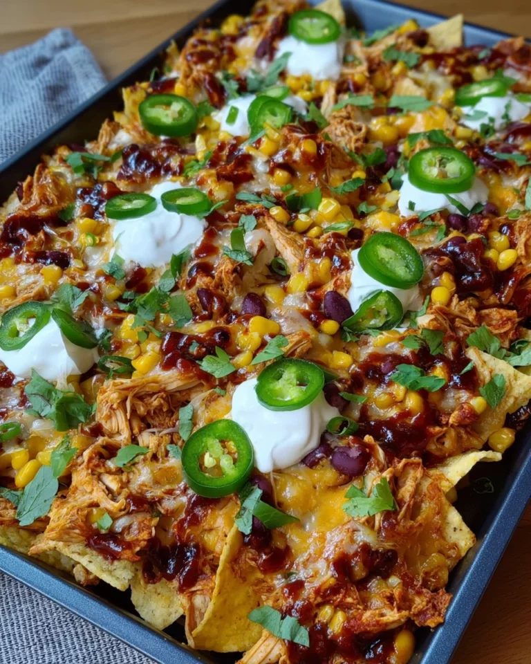 Loaded Nachos mit BBQ Hähnchen