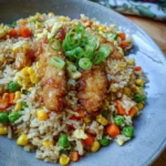 Reis im Airfryer – gebratener Reis mit Hähnchen