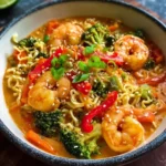 Schnelle Ramen mit Garnelen