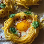 Spaghetti Nester mit Ei (schnelles Rezept)