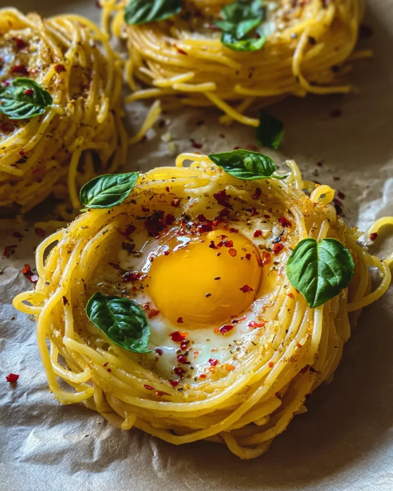 Spaghetti Nester mit Ei (schnelles Rezept)