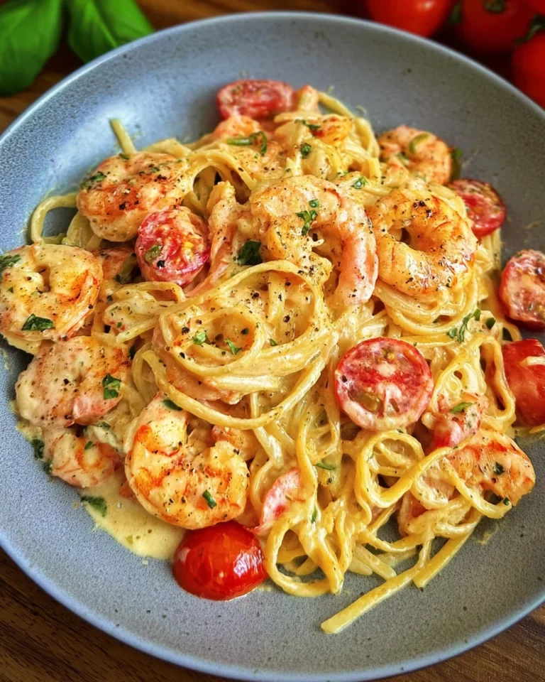Spaghetti mit Garnelen in Frischkäsesauce