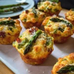 Spargelmuffins mit Schinkenwürfel