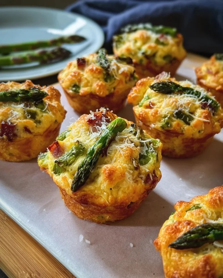 Spargelmuffins mit Schinkenwürfel